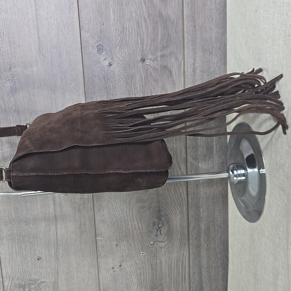 Hobo International Brown Fringe Suede Leather Shoulder Bag - Picture 3 of 12